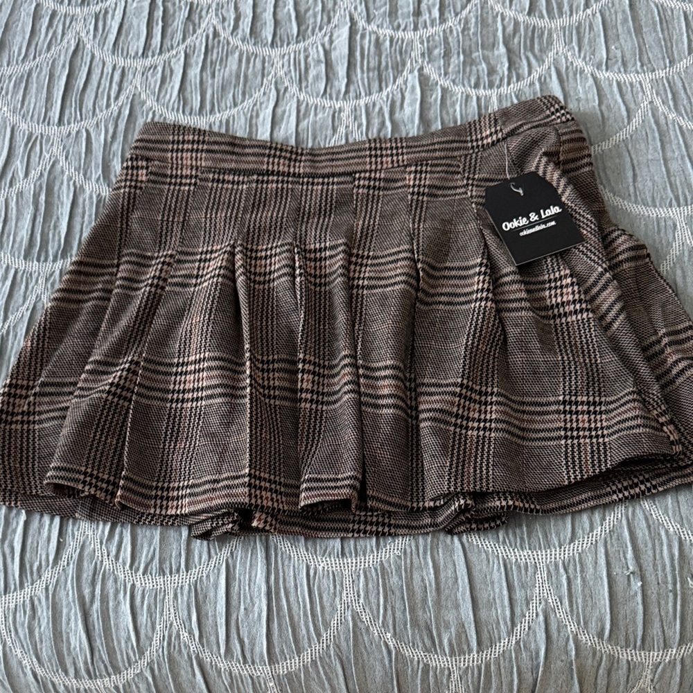 Oak & Lola Women's Brown Plaid Skater Skirt